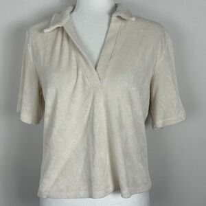 Aritzia Wilfred Free Terry Cloth Collared Shirt Popsicle Womens Size Small Top S